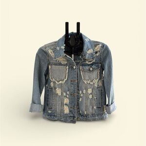 Daytrip Distressed Denim Jacket Frayed Patch Medium Wash Buckle Brand-NWOT